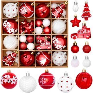 42 Pcs Christmas Ornaments Various Styles of Christmas Ball Holiday